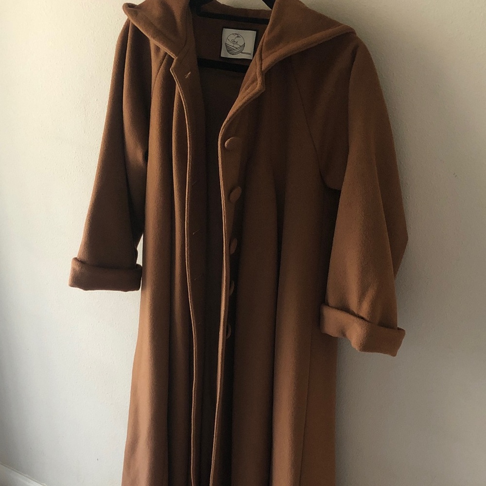 Hooded Wool Brown Coat